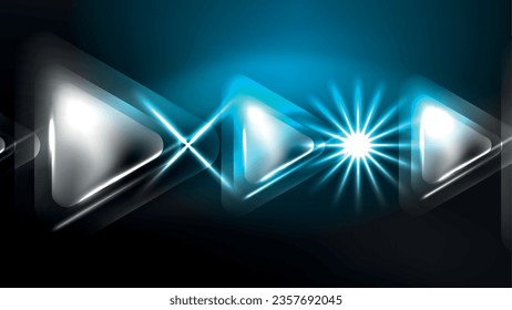 Digital Neon Abstract Background, Triangles And Lights Geometric Design Template
