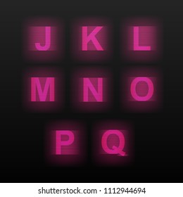 digital,  neon alphabet. computer font. vector illustration