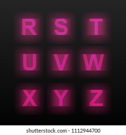 digital,  neon alphabet. computer font. vector illustration
