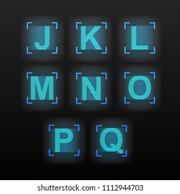 digital,  neon alphabet. computer font. vector illustration