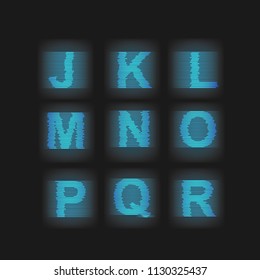 digital,  neon alphabet. computer font. vector illustration