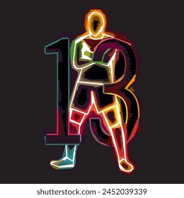 digital neon art illustration of professional football athletes' jersey numbers
