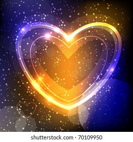 digital neon heart. Vector illustration