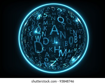 digital neon letters. vector illustration