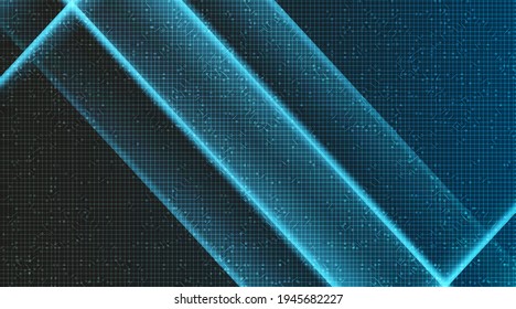 Digital Neon Light on Black Technology Background,Digital and Connection Concept design,Vector illustration.