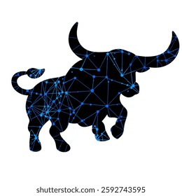  Digital Network Bull Silhouette Vector Illustration