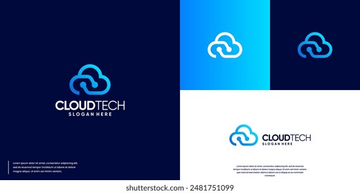 digital network connection circuit, cloud technology, vector element logo.
