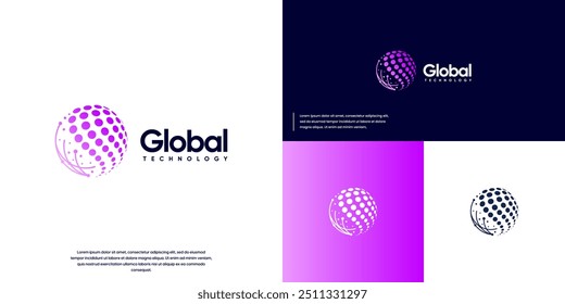 conexão de rede digital, com um conceito globo, design gráfico logotipo.