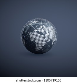 Digital Network Connections, Technology Background - Cloud Computing Design Concept with Spotted World Map