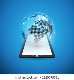 Digital Network Connections, Technology Background - Cloud Computing Design Concept with Earth Globe