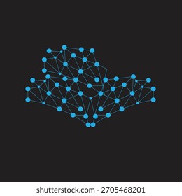 Líneas de conectividad de red digital con nodos interconectados azules