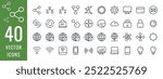 Digital network icon set. Line icons about social media, Contains, network, digital marketing, internet and more. Editable vector stroke icon for others design.