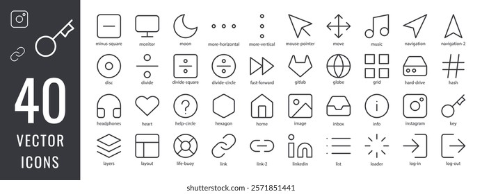 Digital network icon set. Line icons about social media, Contains, network, digital marketing, internet and more. Editable vector stroke icon for others design
