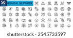 Digital Network Icon Set with Wide Area Networks,Local Area Networks,Server,Proxy,Network,Data Center