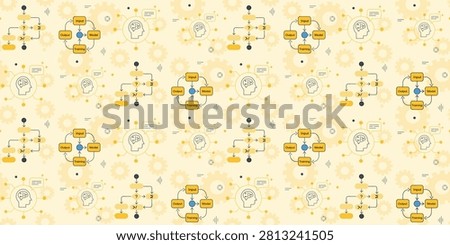 Digital network illustration with interconnected nodes, data icons and flow pathways in yellow and brown tones suitable for technology and communication themes