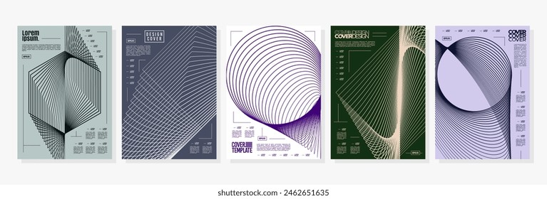 Digital network line abstract cover design set