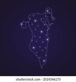 Digital network map of Bahrain. Abstract connect line and dot on dark background