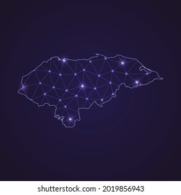 Digital network map of Honduras. Abstract connect line and dot on dark background