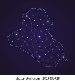 Digital network map of Iraq. Abstract connect line and dot on dark background