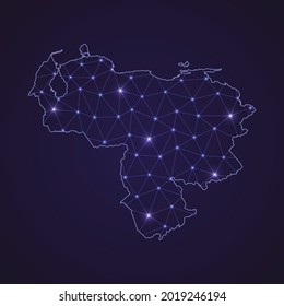 Digital network map of Venezuela. Abstract connect line and dot on dark background