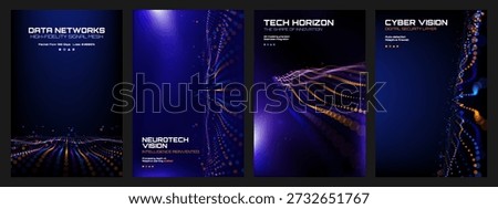 Digital network technology background with light particles. Futuristic pattern for data security concept, neurotech vision, cyber vision.