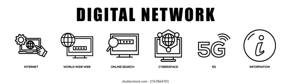 Digital Network web banner icon illustration concept