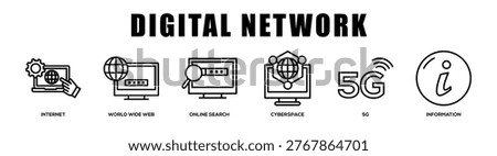 Digital Network web banner icon illustration concept