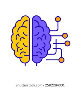 Digital neural brain with circuit connections representing AI