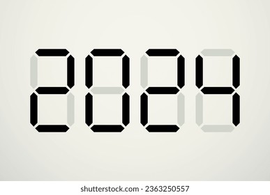 Digital New Year numbers isolated on black background