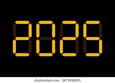 Digital New Year numbers isolated on black background