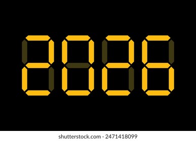 Digital New Year numbers isolated on black background