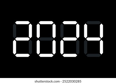 Digital New Year numbers isolated on black background