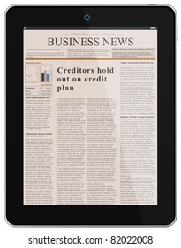 Digital News. Business Newspaper on Tablet PC.