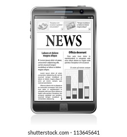 Digital News Concept with Business Newspaper on screen Smart Phone, vector