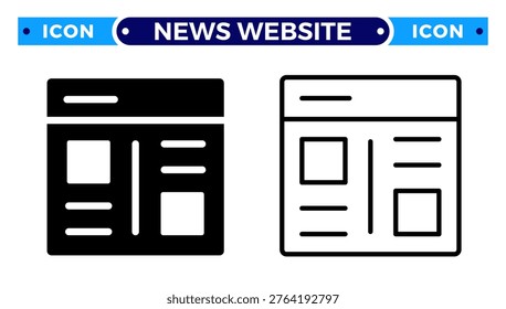 Digital Newspaper Layout News Website and Online Article Presentation Vector Icon Set