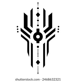 Digital Nexus Abstract Cybernetic Symbol in Monochrome Vector Logo Binary Harmony Elegant Emblem