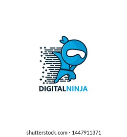 Digital Ninja Logo Template Design Vector, Emblem, Design Concept, Creative Symbol, Icon