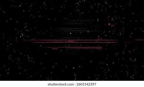 Digital noise. Abstract distortion static texture. Vector. Minimalistic digital glitch art. pixel graphics. VHS grainy texture. Black background. Retro game aesthetics backdrop.
