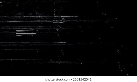 Digital noise. Abstract distortion static texture. Vector. Minimalistic digital glitch art. pixel graphics. VHS grainy texture. Black background. Retro game aesthetics backdrop.