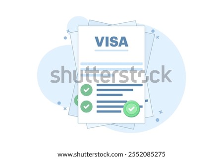 digital nomad concept online visa approved. visa approval on device or national electronic foreign travel. flat graphic design illustration on background.