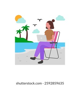 Digital Nomad, Flat Vector Illustration