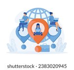 Digital nomad, freedom to work anywhere by using computer with internet, work and travel freelancer. flat vector modern illustration