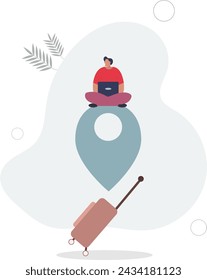 Nómada digital, libertad de trabajar en cualquier lugar mediante el uso de la computadora con Internet, trabajo y viajes freelancer, concepto de trabajo remoto,