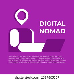 Digital nomad. Freedom to work anywhere by using computer with internet. Work and travel freelancer, remote job concept. Ai Robot searching location for working.