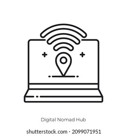 Digital Nomad Hub icon. Outline style icon design isolated on white background