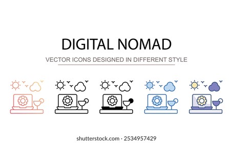 Digital Nomad Symboldesign mit weißem Hintergrund - Stockgrafik