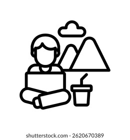 Digital Nomad Icon Line Vector Illustration