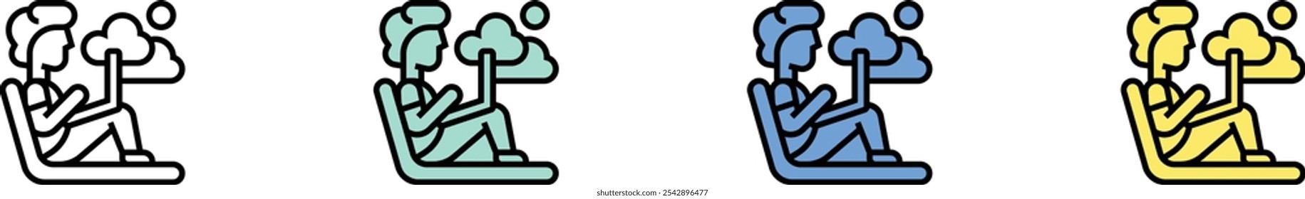 digital nomad icon. Outline, Green, Blue and Yellow Style Design Isolated On White Background