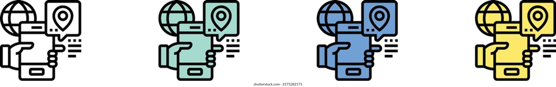 digital nomad icon. Outline, Green, Blue and Yellow Style Design Isolated On White Background