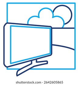 Digital Nomad icon represented by computer, environment Dual Line style.